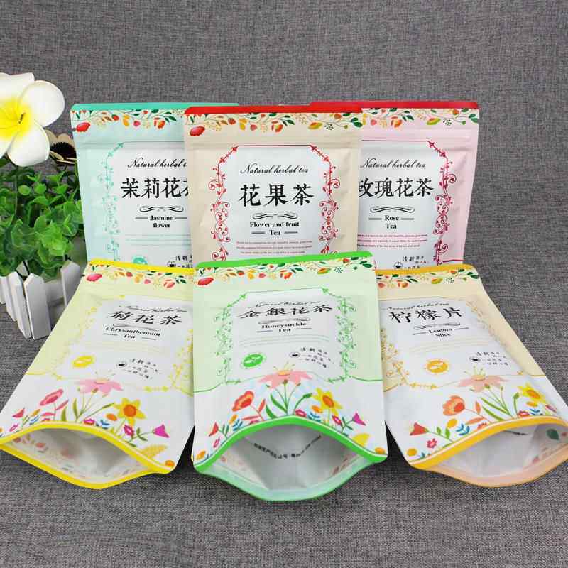 新款直销菊花金银花茉莉花玫瑰花茶柠檬片包装袋 直立自封拉链袋1