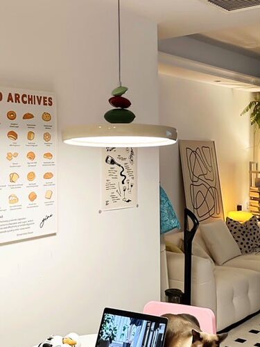 全新 网红飞碟餐厅灯现代简约飞盘吊灯餐桌家用高级感奶油风M豆