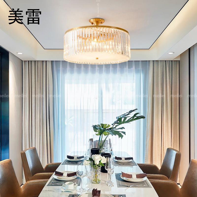 客厅灯2021年新款后现代北欧轻奢圆形水晶吸顶灯大气卧室灯具