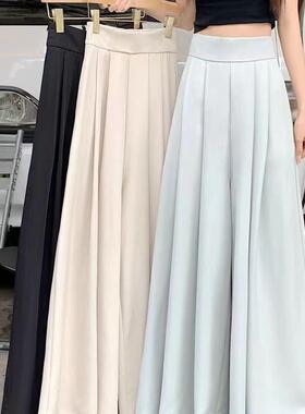 Solid Plicated Pocket Wide Leg Casual Fashion Loose Casual