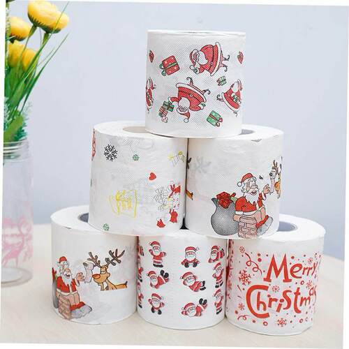 Christmas Toilet Paper Festival Theme Printed Wood Pulp Toil