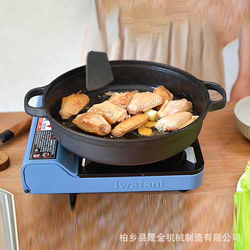 铸平底锅无涂层煎家用加深多种老式生不铁烙铁饼锅传统双耳粘水包