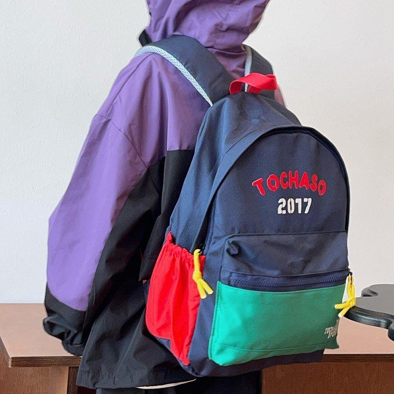 韩版潮酷男童幼儿园书包洋气撞色2025新款儿童双肩包休闲旅游背包