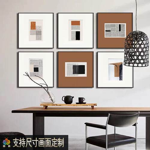高级感现代ins风装饰画样板房卧室床头墙画小户型正方形软装挂画