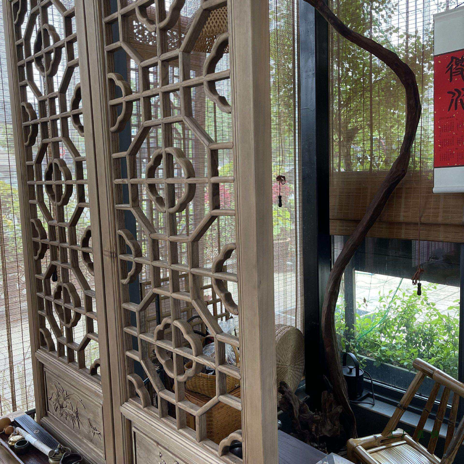 移中可式做旧985屏风客木厅实隔断装饰折叠动仿古花格屏风办公室