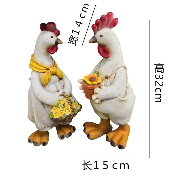 花圃摆件鸭子阳台乡村北欧树脂卡通商店工艺品花园小鸡动物装饰品