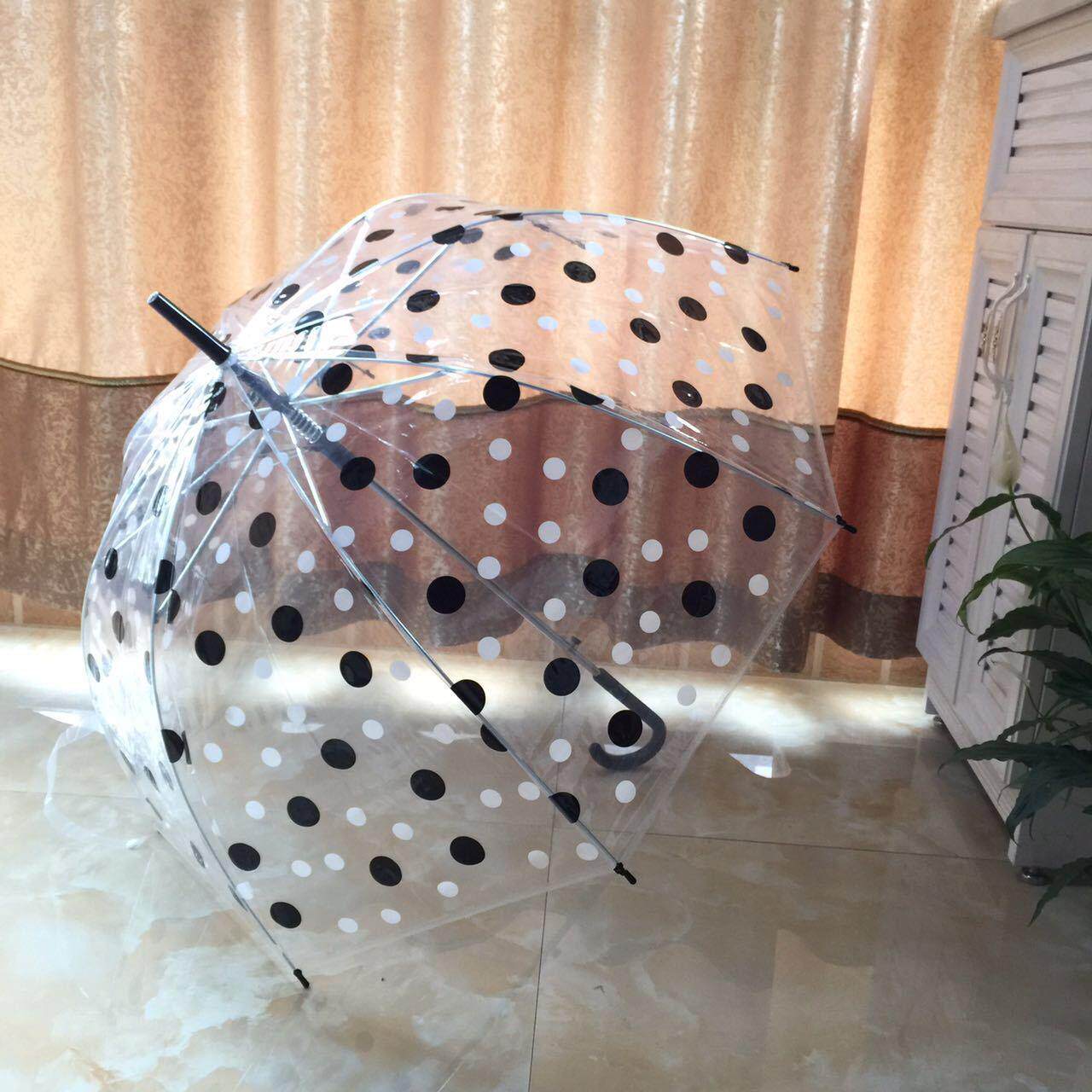 环保阿波罗拱伞黑白波点 加厚透明自动雨伞可印刷上虞雨伞