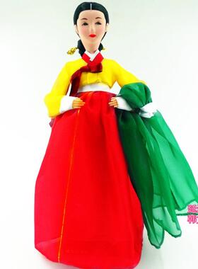 韩国绸缎韩服人偶娃娃朝鲜族娟人手工艺品乔迁开业礼品家居摆件