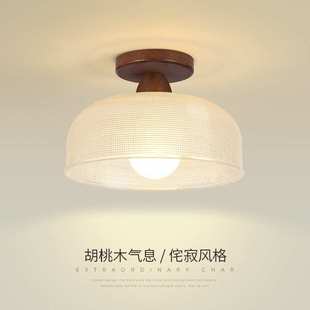 日式 过道走廊灯北欧现代简约创意个性 侘寂风阳台玄关实木吸顶灯