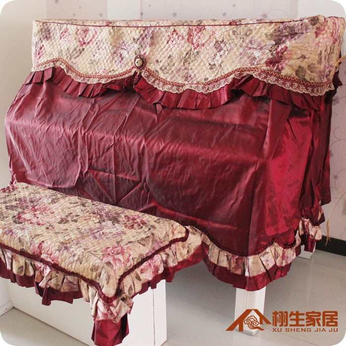 钢琴罩，钢琴防尘罩，带琴凳罩-国色天香 高档酒红色