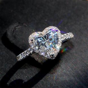 Heart Rings for Women Silver Color Bridal Jewelry Cubic Ring