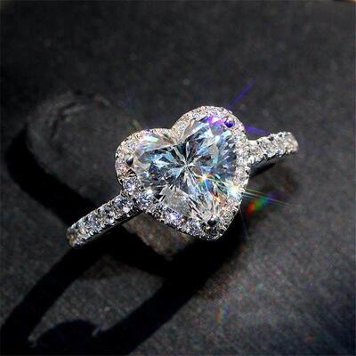 Heart Rings for Women Silver Color Bridal Jewelry Cubic Ring