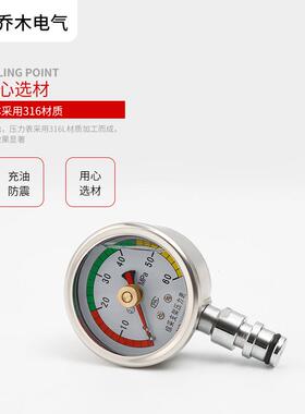 不锈钢综采表BZY50/80 DN10 矿用双针耐震压力表