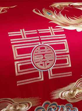 高端长绒棉上全棉新庆四件LEW套棉大婚红色喜被龙凤刺绣结纯婚床