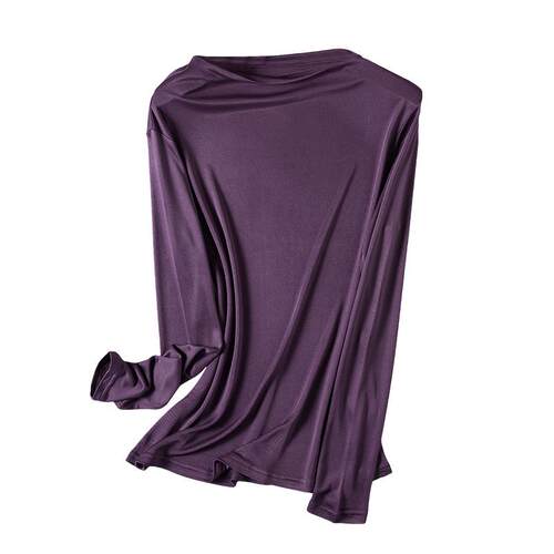 Double sided knitted high neck base shirt, long sleeved