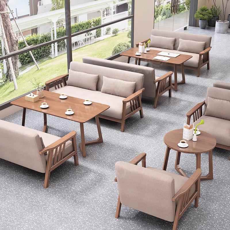 新中式茶楼卡座沙发餐饮咖啡厅奶茶店酒店大堂洽谈桌椅组合带靠背