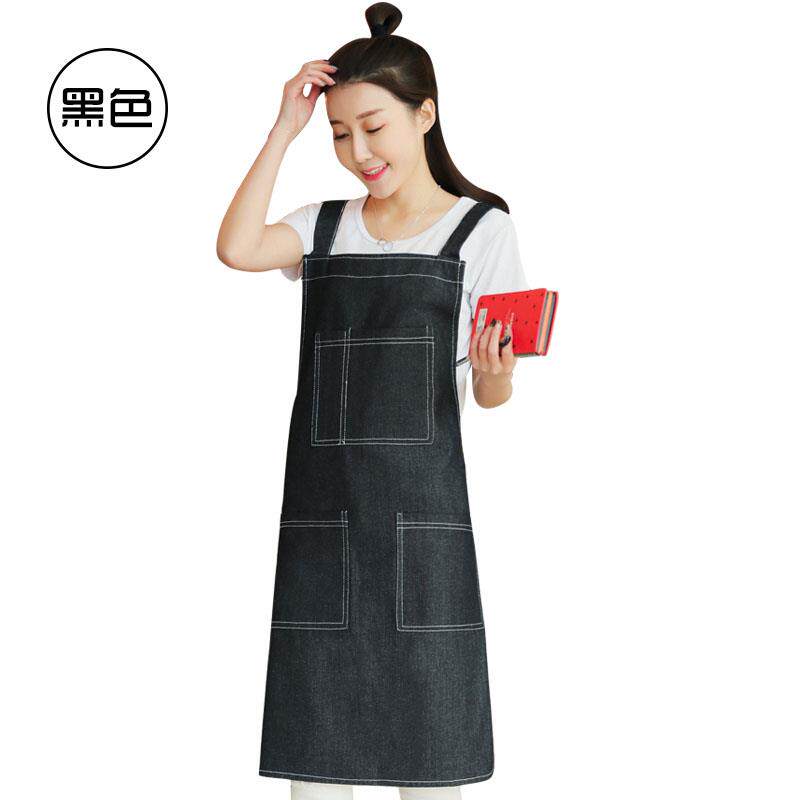 高档牛工字作画服围裙定制logo印餐饮咖啡厅奶茶仔店画烘焙师半身