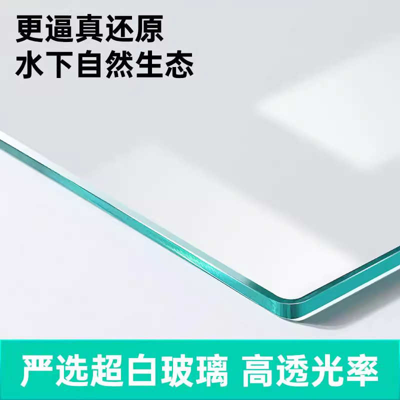 鱼缸客厅底滤制氧过滤系统整套极窄侧溢流超白方缸金鱼缸厂家