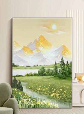 日照金山装饰画山水画客厅挂画靠山图沙发背景墙风景落地画玄关画