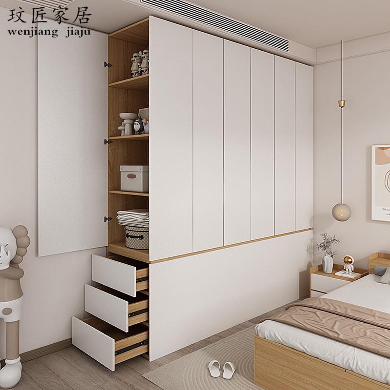 小户型床尾衣柜家用收纳置物柜抽屉开 门儿童衣橱定做卧室夹缝窄