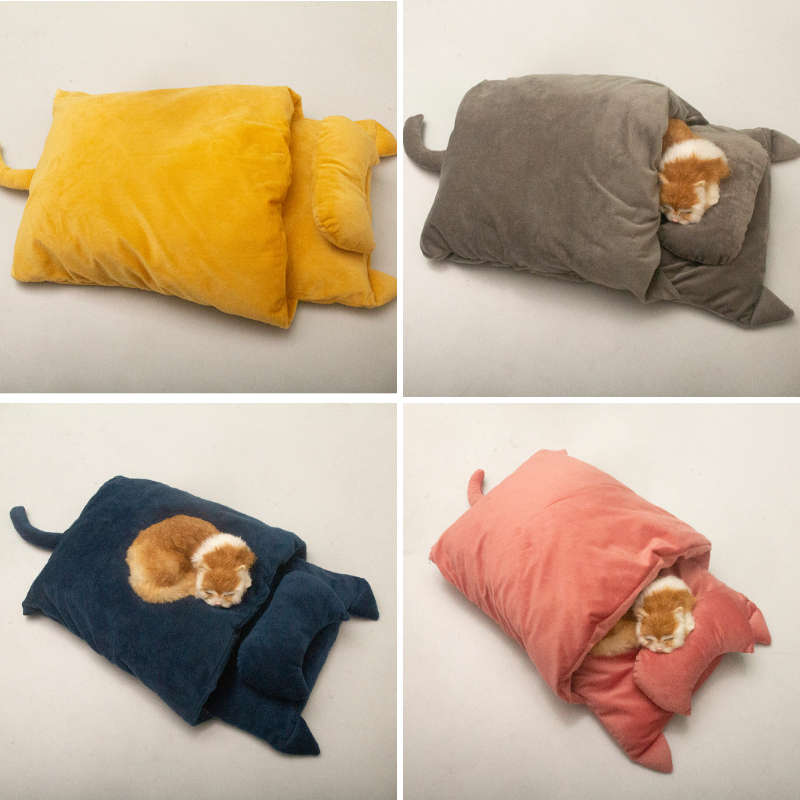 猫窝冬季保暖日式猫睡袋可拆洗保暖半封闭被窝宠物狗狗四季通用