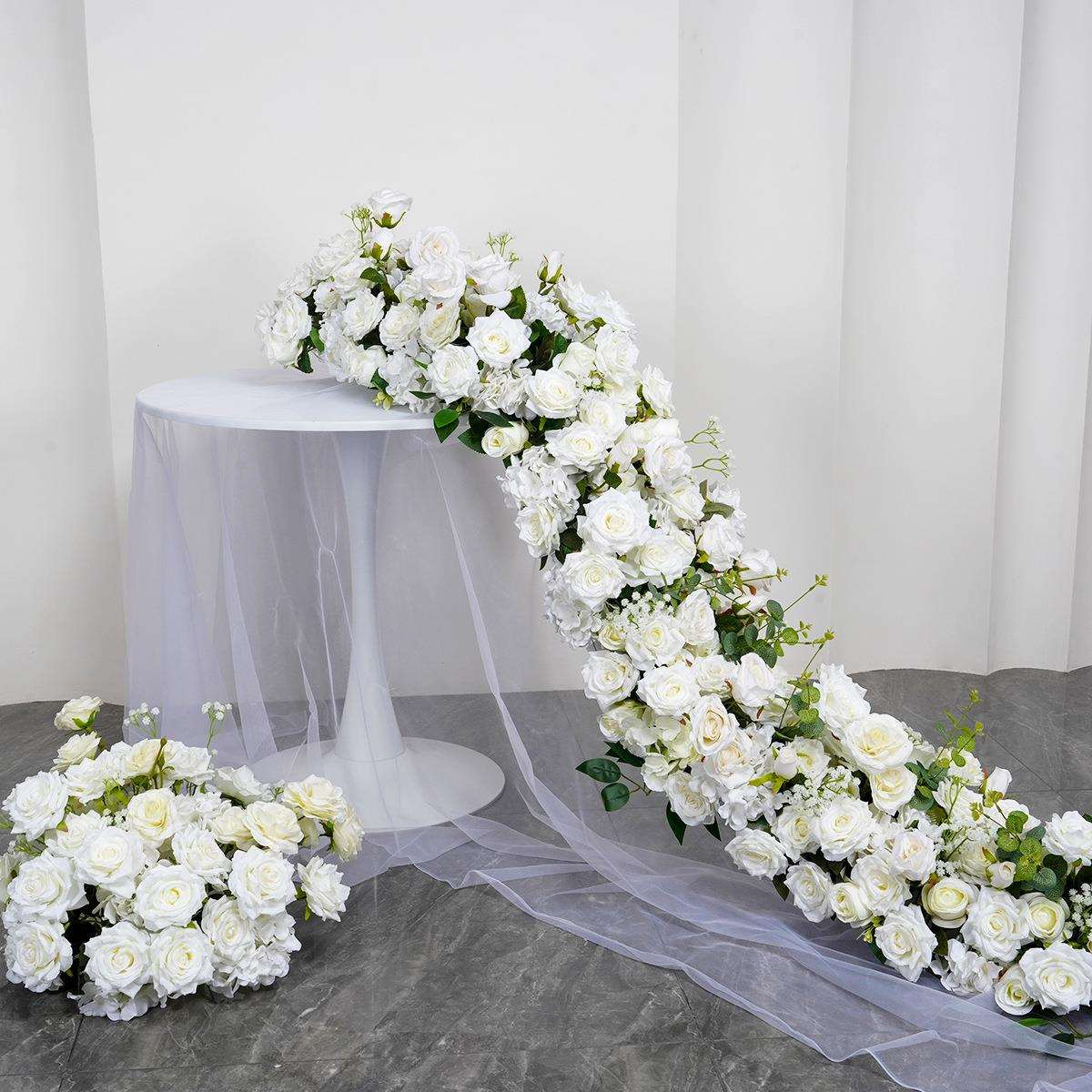 跨境新款婚礼拖尾花排 求婚布置仿真花排婚庆拱门装饰长排花 桌花