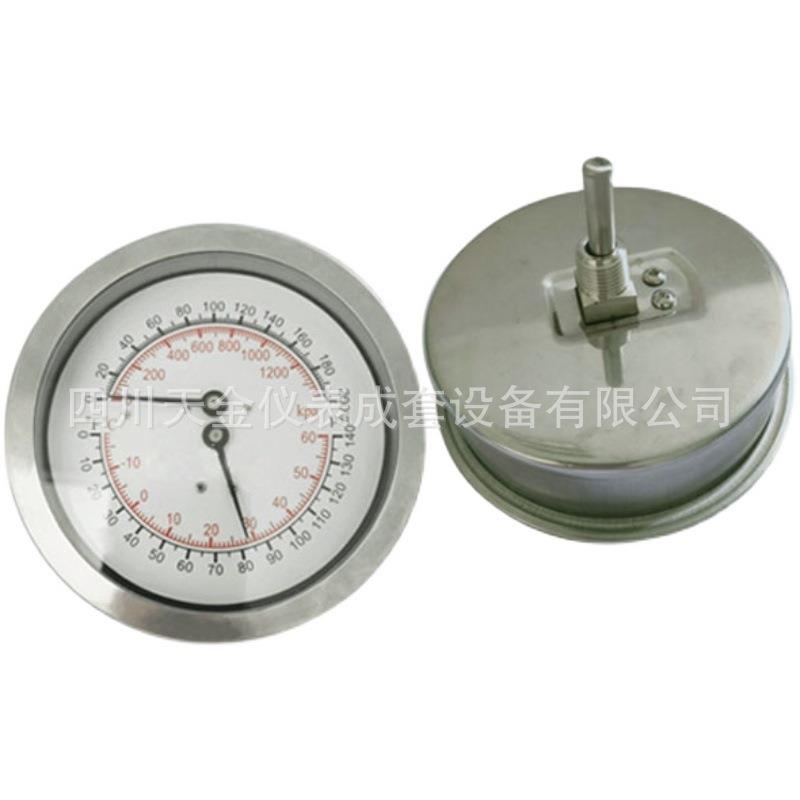 温压表WY-80Z/100Z水暖测温表轴向温压表不锈钢温度压力一体表