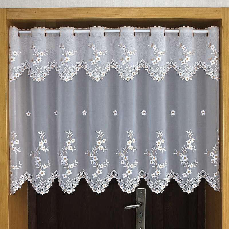窗帘帘窗幔新款杆帘刺绣半窗纱成品布咖啡帘厨房帘网艺穿门帘日式