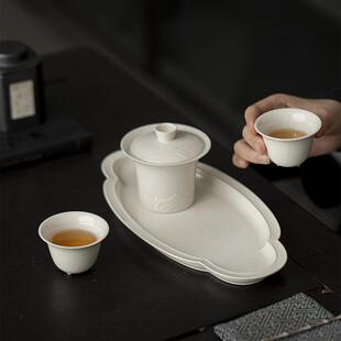 墨己草木瓷灰陶瓷海棠承功夫茶壶家用茶具道配件干泡mjtc盘大号陶