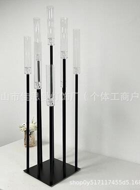 黑色铁艺烛台婚庆宴会装饰摆件欧式婚礼路引烛光道具酒店布置用品