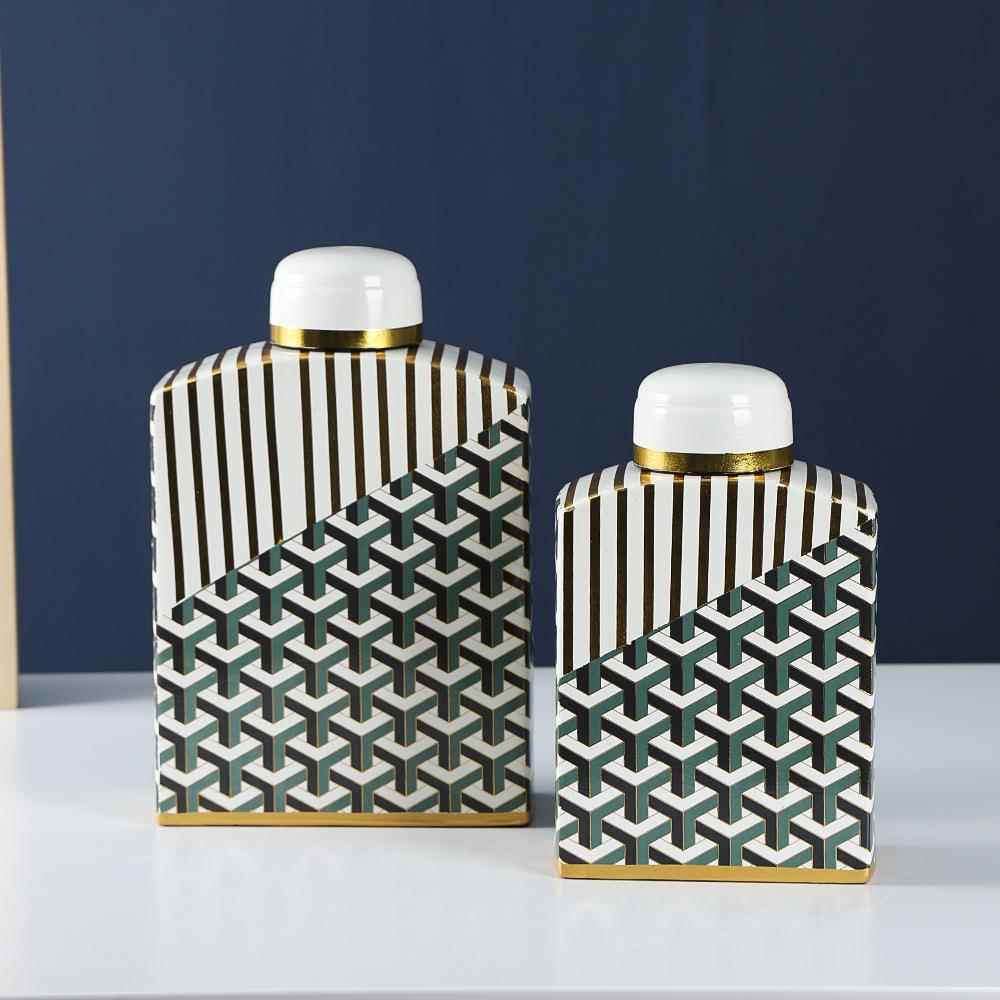 新中装式陶瓷花瓶轻储物用罐两家居摆件奢唐风陶瓷罐现代简TWL约