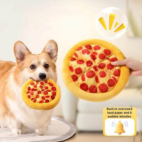 Plush Dog Toy Doughnut Pizza Shape Pet Squeaky Toys for Smal