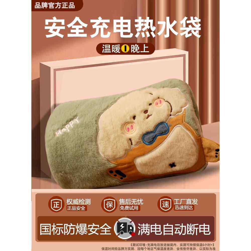 充电式热水袋防爆暖手宝电暖宝暖宝宝暖宫自动断电暖袋拆洗双插手