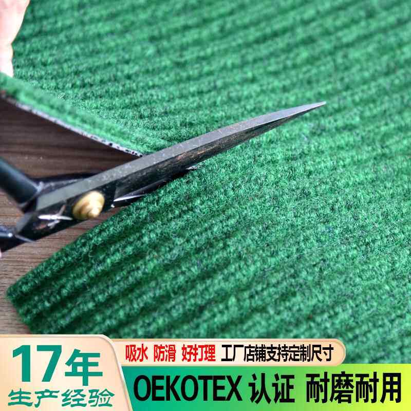 可裁剪绿色条纹地毯入户进门垫门口除尘脚垫厨房吸水防滑地垫定制