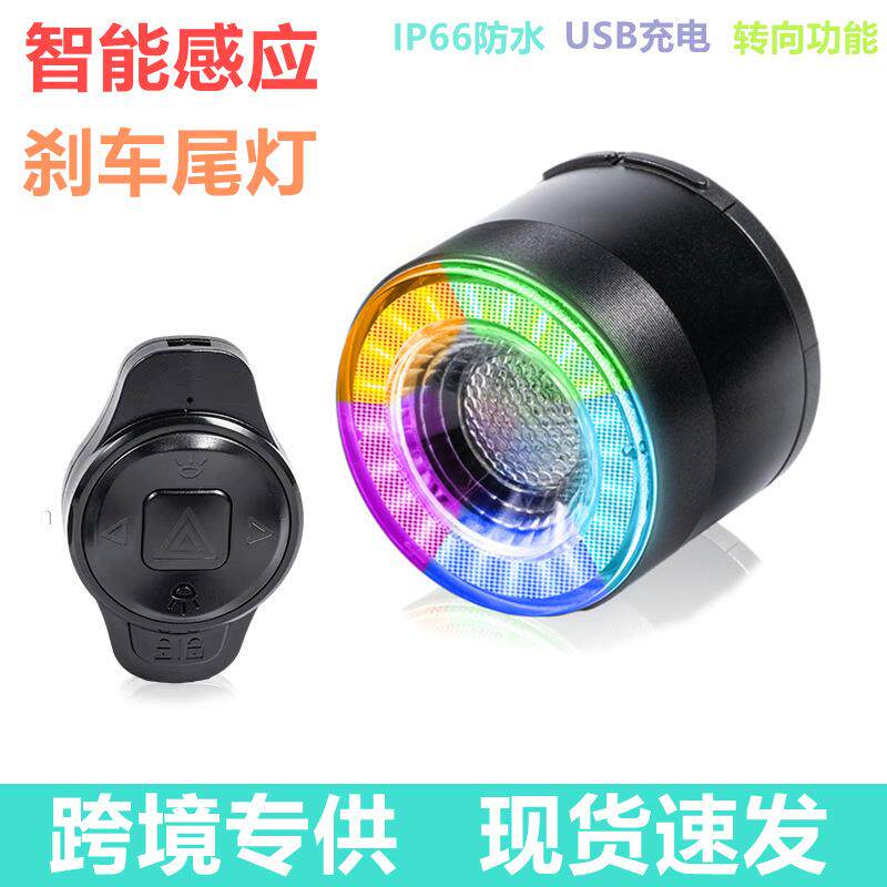 自行车尾灯炫彩智能感应刹车灯USB充电山地车骑行尾灯SF34R