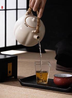 式家用zs27-58-苏打釉提梁壶陶茶壶壶煮炭火烧水壶日泡茶明火电陶