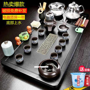 家用全自动底部上水烧水壶一体实木茶盘客厅茶台紫砂功夫茶具套装