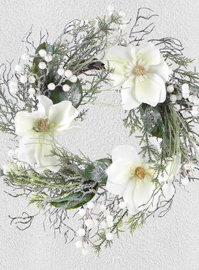 50CM/60CM绿色桉树葡萄藤花环天然树枝花环金银pe藤圈玉兰花环