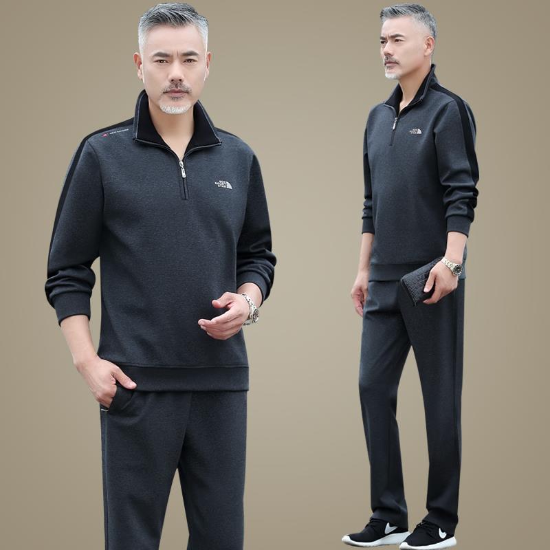 中季老年运7624949动套装男士春秋两秋服件套新款爸爸装休闲运动