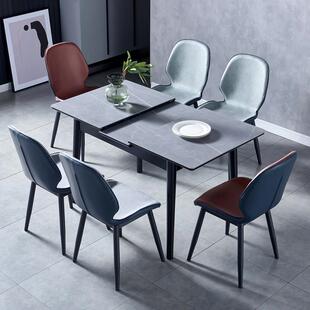 岩板伸缩餐桌椅组合小户型家用折叠饭桌现代简约轻奢餐桌桌子 意式
