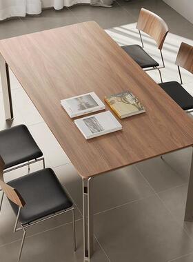 现代意式极简不锈钢木餐现代简款约设计师OTN书桌实饭桌两桌用案