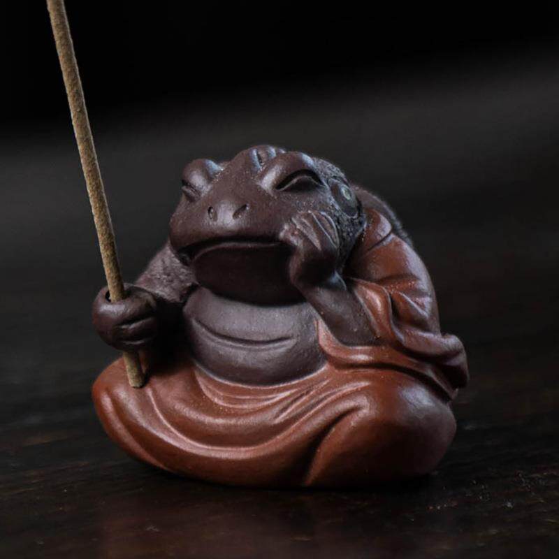 宜兴紫砂茶宠蟾仙金蟾香插摆件茶玩茶道线香道周边太湖石雕塑