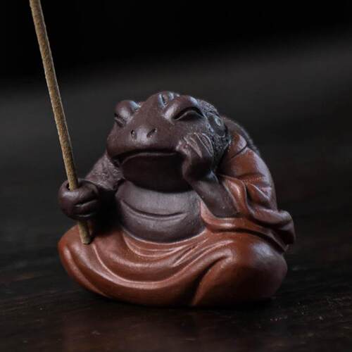 宜兴紫砂茶宠蟾仙金蟾香插摆件茶玩茶道线香道周边太湖石雕塑