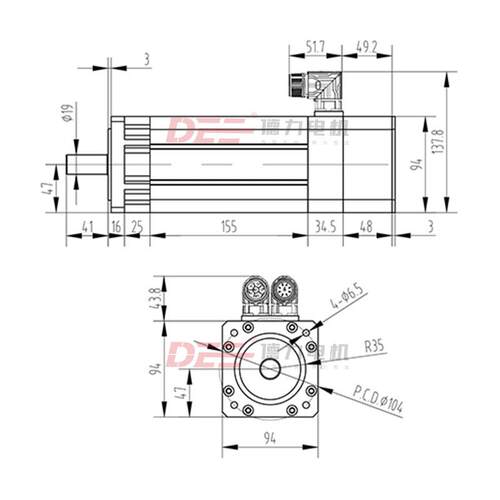 德力电机94法兰高速伺服机床主轴无动力主轴动力头恒扭矩光轴