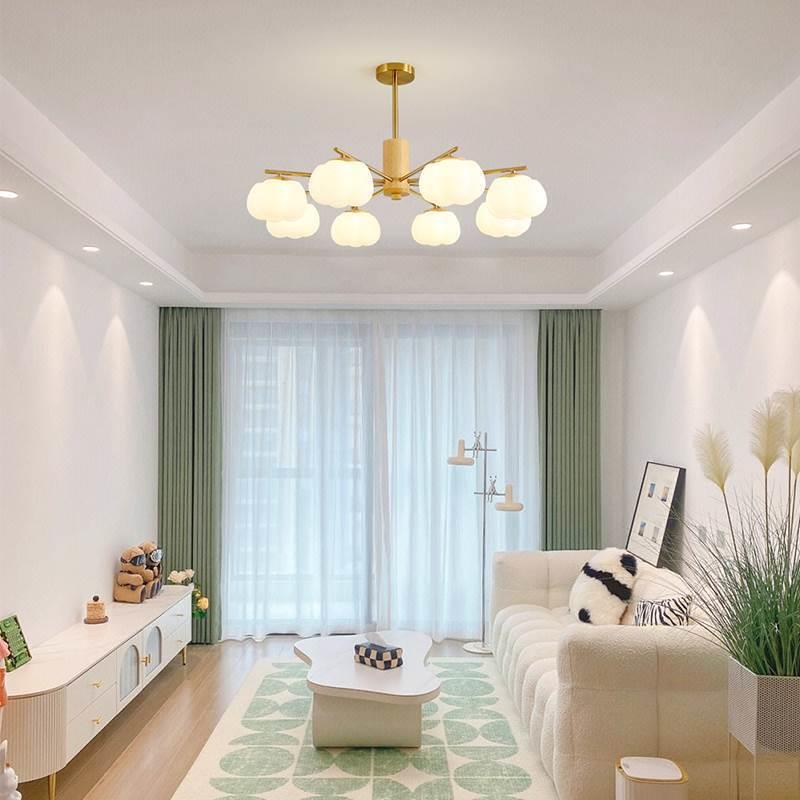 枝形吊灯客厅吊灯奶油原木风灯具现代简约卧室餐厅法式云朵棉花灯