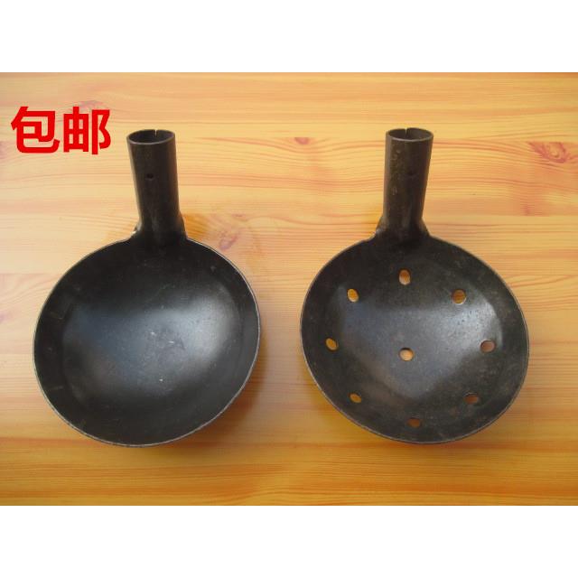 。包邮下水道捞渣勺漏勺加厚钢板铁勺铁瓢清理化粪池淤泥掏粪勺长