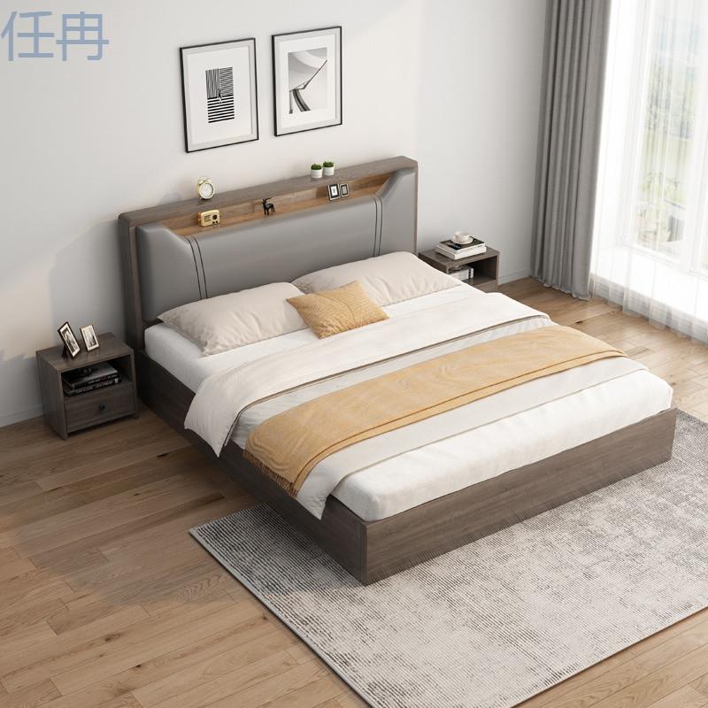 现代简约实木板床家用主卧双人大床1.8米出租屋简易床1.2米落xKW