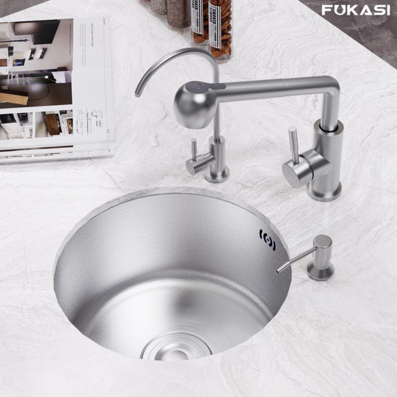 单304GLS不锈水槽槽菜盆不锈钢一洗体盆台下盆圆形吧台岛台水钢槽