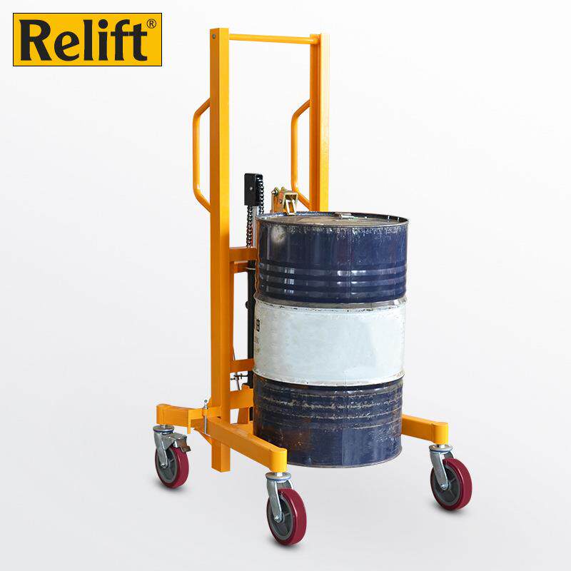 Relift手动液压油桶堆高车咬嘴式油桶装卸车叉车升高车可调宽支腿