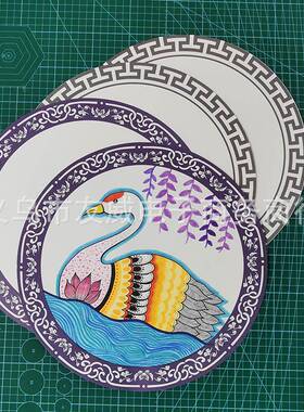 新款创意圆形古风卡纸边框纸画室幼儿园美术画画纸粗糙白卡纸200g